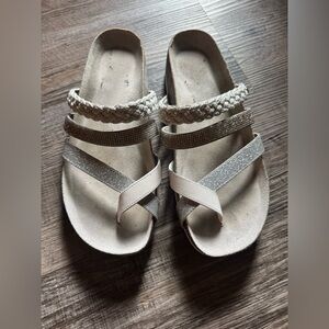 Circus by Sam Edelman Silver and White Sandals with Braided Straps
